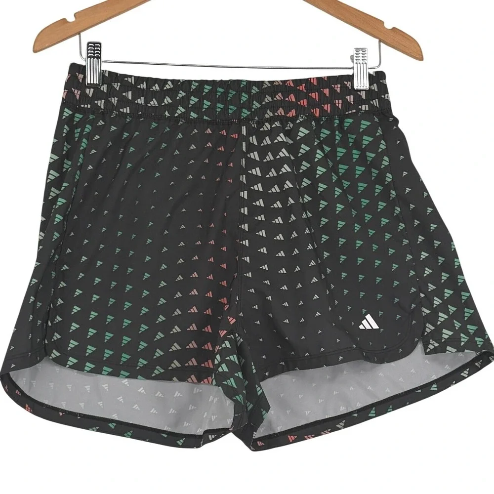 Adidas Aeroready Loose Fit Running Shorts Black Green Coral Logo Print Mens M
